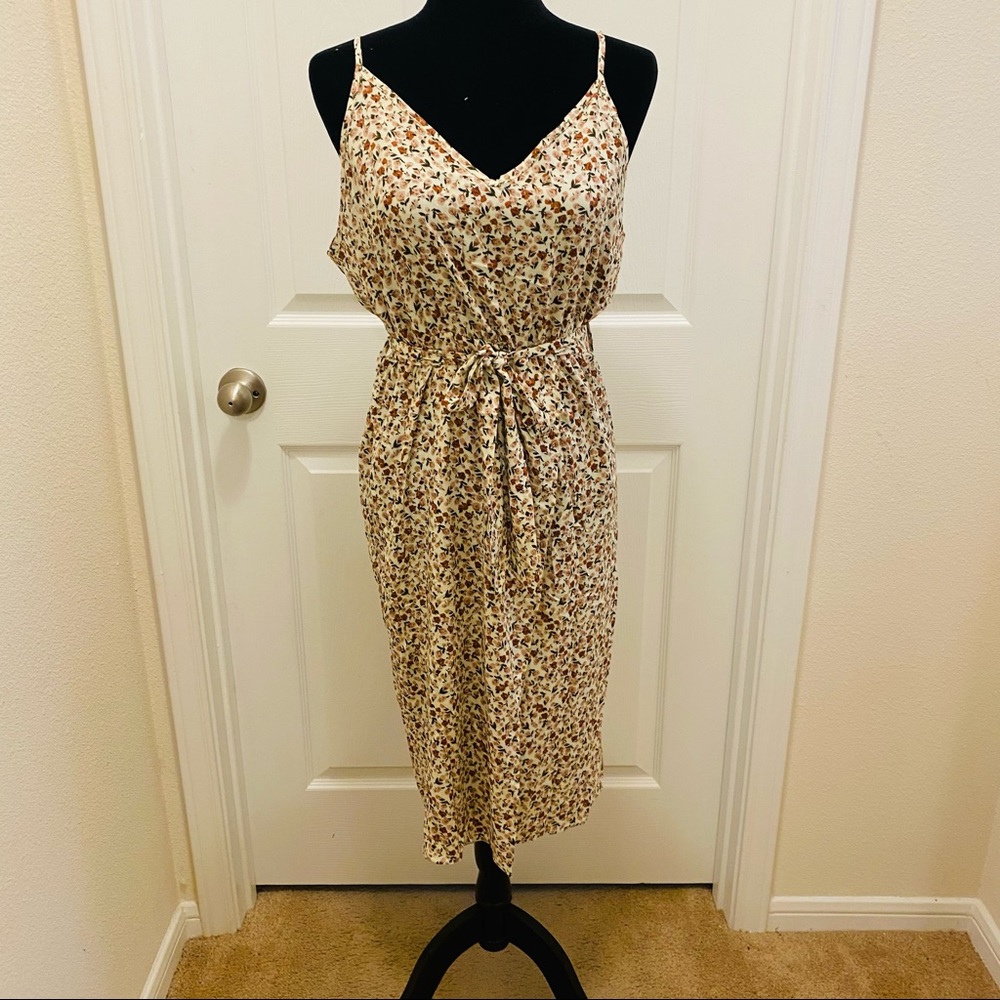 Floral Cami Dress w/ Wrap Belt